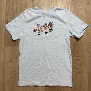 Nike T-Shirt Mens Small Blue Alien Eyes Graphic Swoosh‎ Trippy Cactus Pyramid